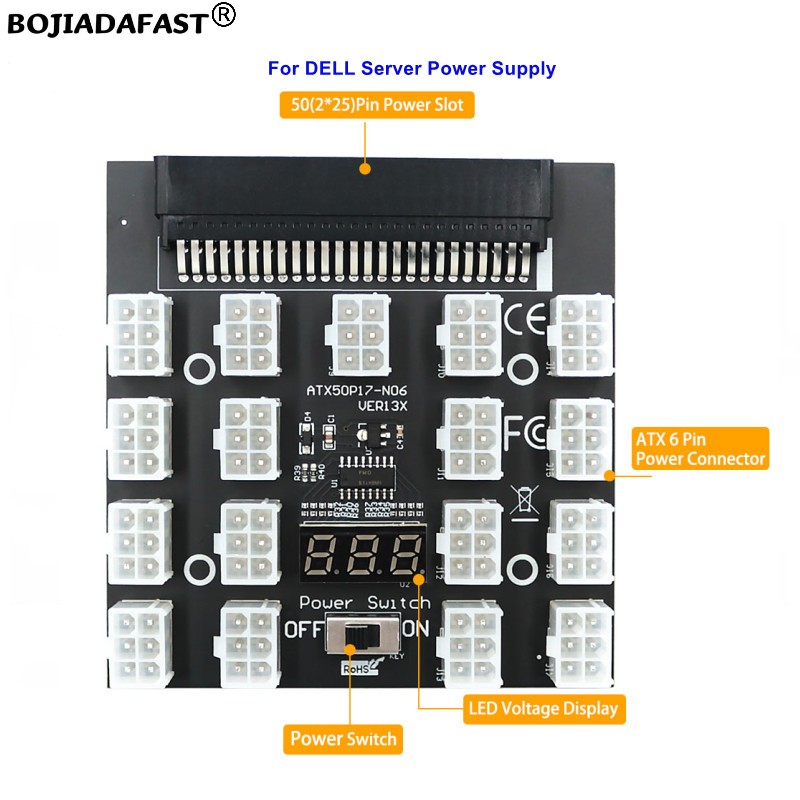 17 * PCI-E 6 พิน คอนเนคเตอร์ บ - 2400W Server Psu Breakout Board บทวิจารณ์และราคา