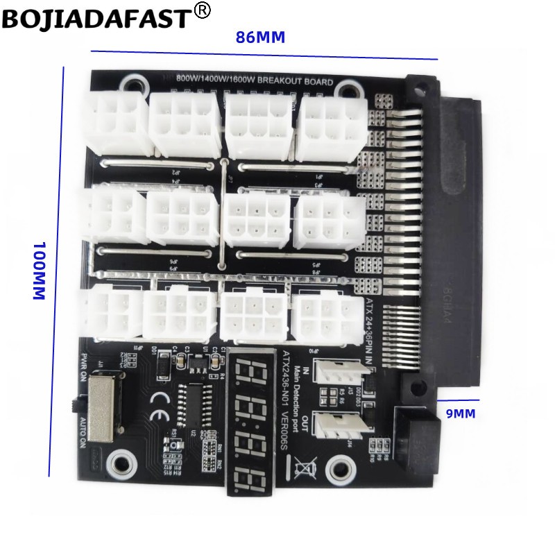 บอร์ดแยกสัญญาณ PCI-E 6Pin 12 ช - 2400W Server Psu Breakout Board บทวิจารณ์และราคา